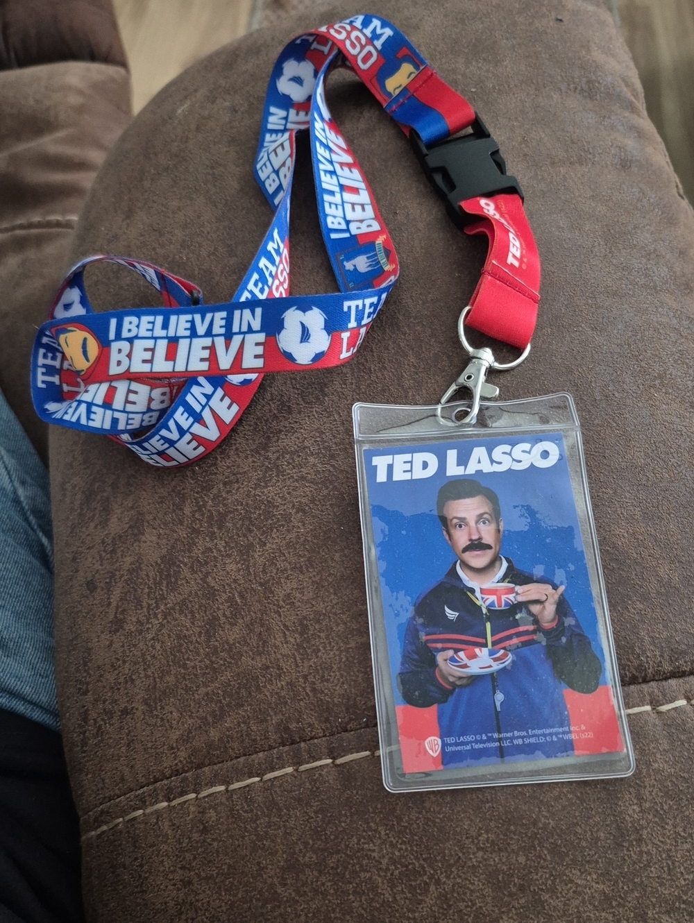 Red & Blue 'I Believe' Lanyard with Badge Holder - Ted Lasso Design
